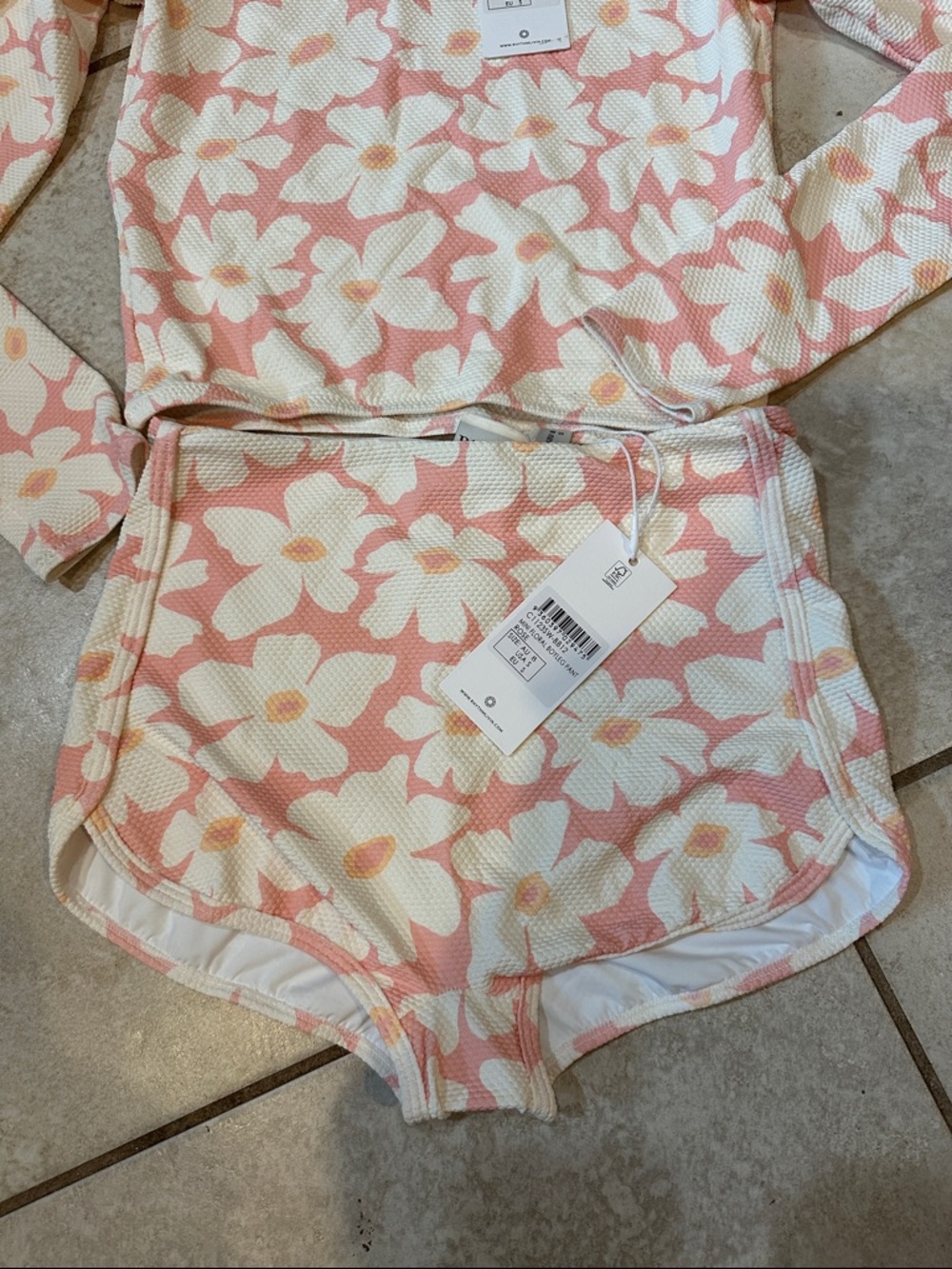 NWT! Free People Rhythm Long Sleeve Surf Crop Boyshort Bikini Bathing Suit S - Picture 9 of 10